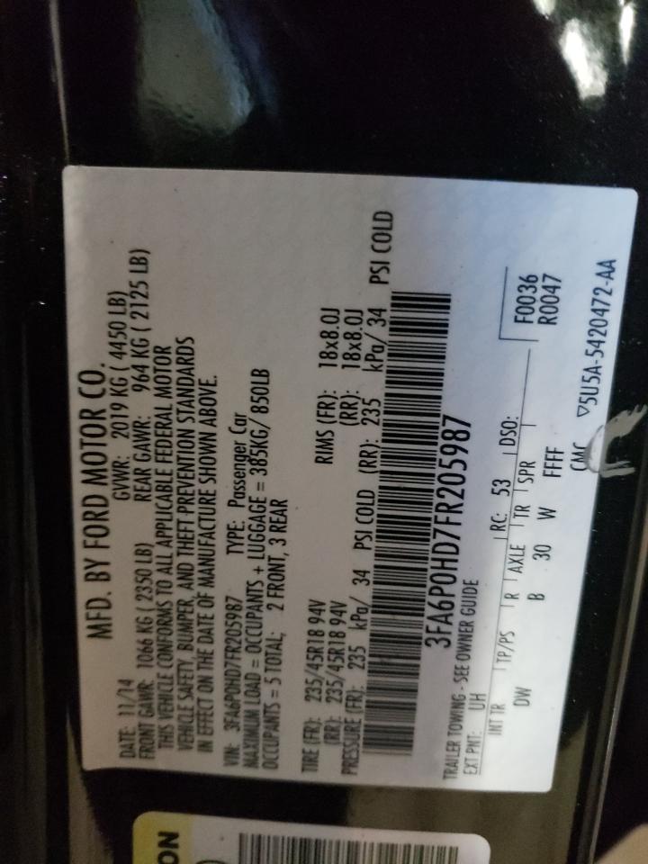 3FA6P0HD7FR205987 2015 Ford Fusion Se