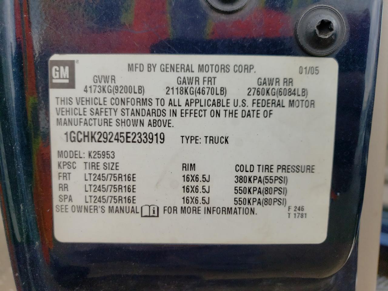 1GCHK29245E233919 2005 Chevrolet Silverado K2500 Heavy Duty