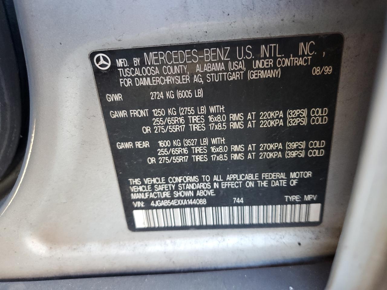 4JGAB54EXXA144088 1999 Mercedes-Benz Ml 320