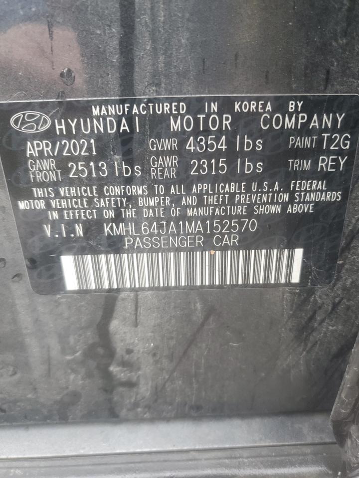 2021 Hyundai Sonata Sel VIN: KMHL64JA1MA152570 Lot: 45279674