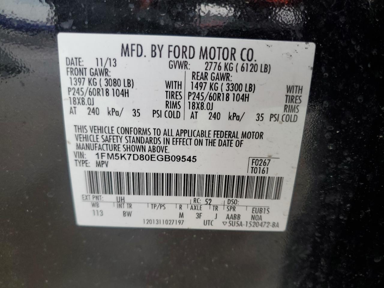 1FM5K7D80EGB09545 2014 Ford Explorer Xlt