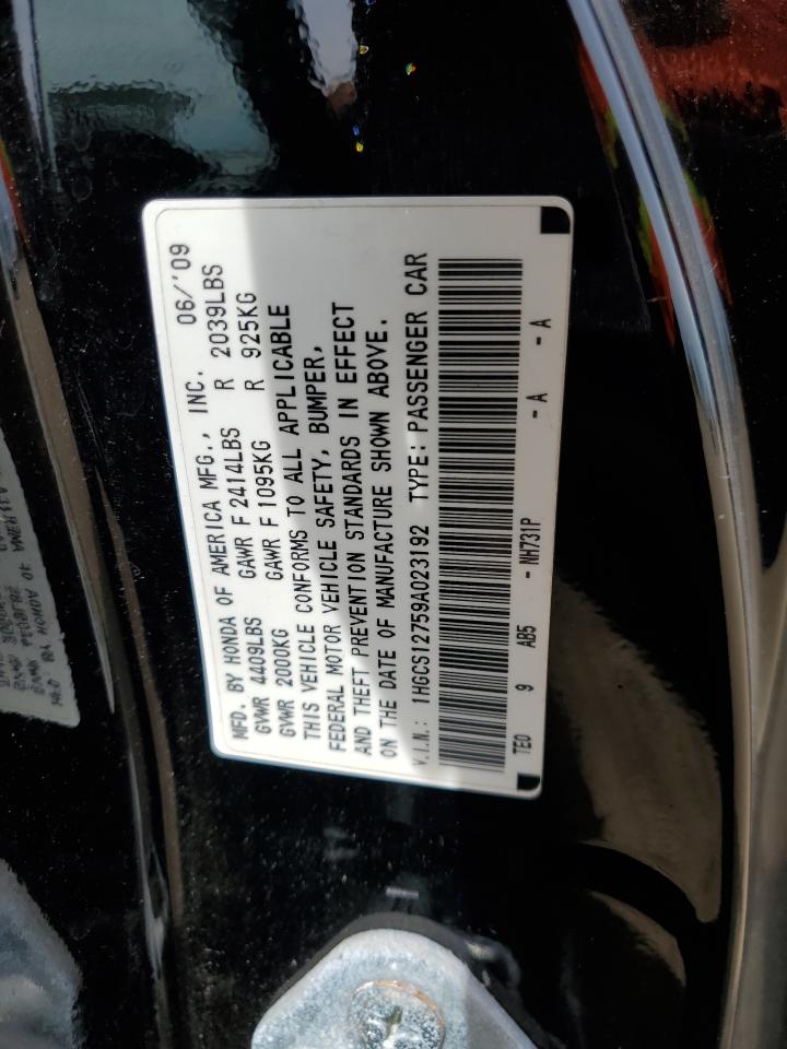 2009 Honda Accord Ex VIN: 1HGCS12759A023192 Lot: 51486864