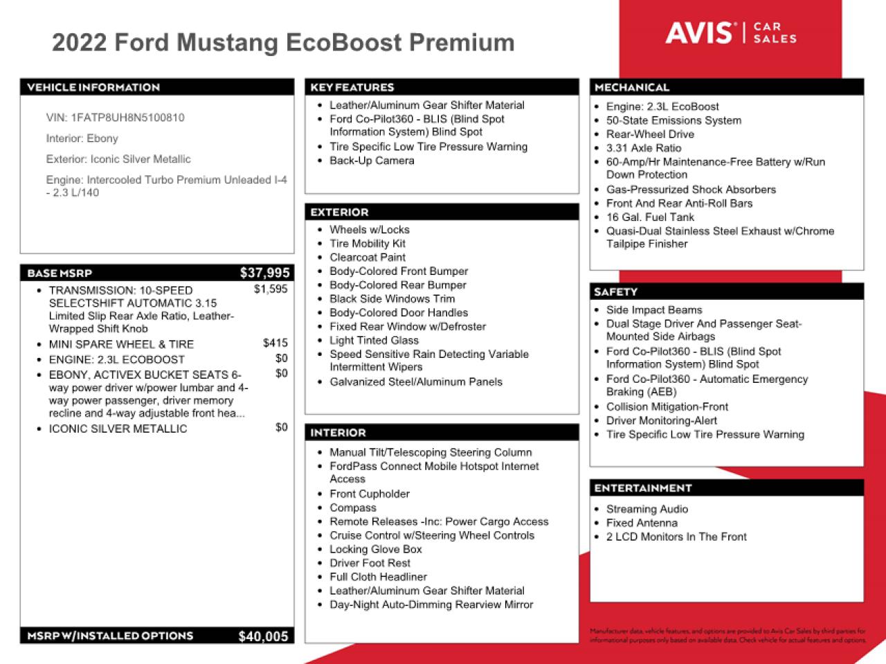 1FATP8UH8N5100810 2022 Ford Mustang