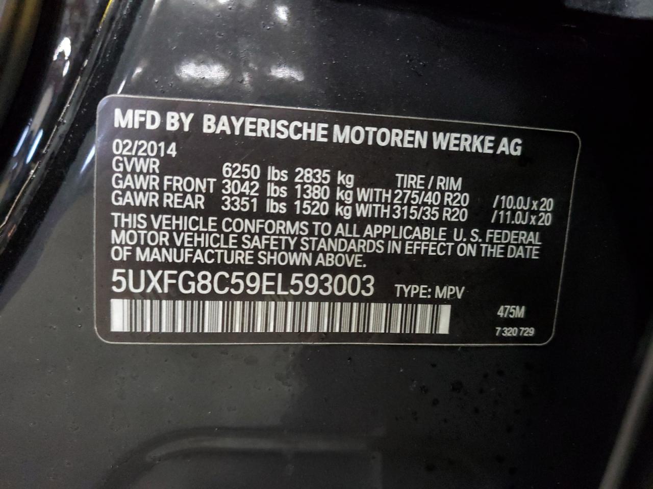 5UXFG8C59EL593003 2014 BMW X6 xDrive50I