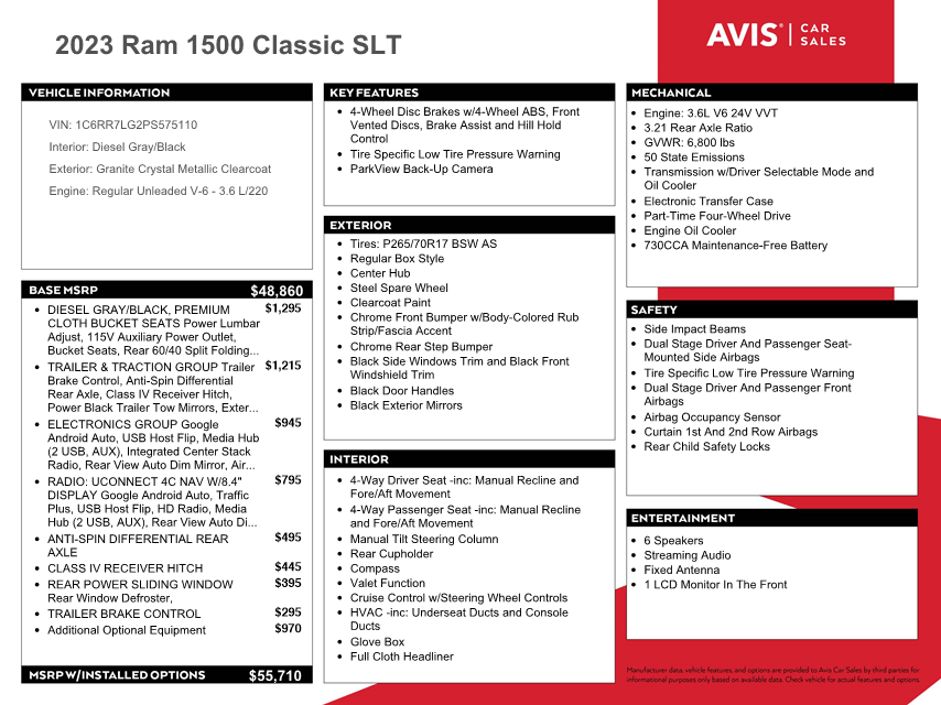 1C6RR7LG2PS575110 2023 Ram 1500 Classic Slt