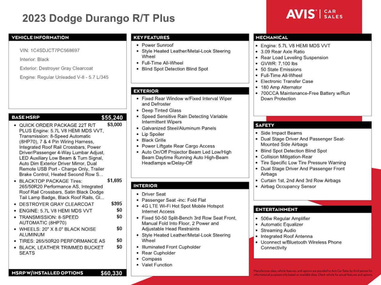 1C4SDJCT7PC568697 2023 Dodge Durango R/T