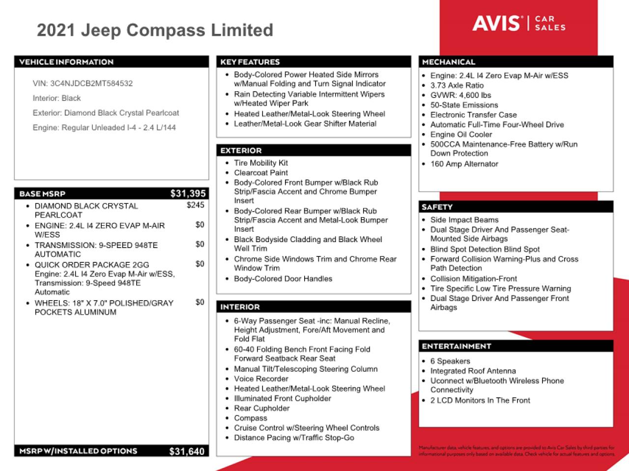 2021 Jeep Compass Limited VIN: 3C4NJDCB2MT584532 Lot: 56899204