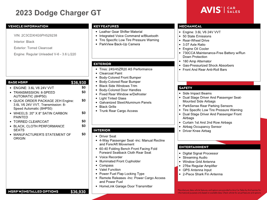 2C3CDXHG5PH529238 2023 Dodge Charger Gt