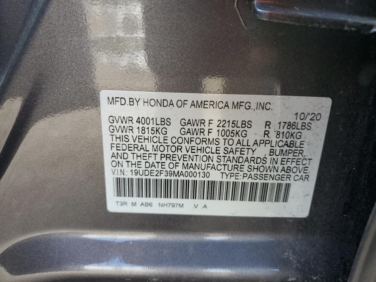 19UDE2F39MA000130 2021 Acura Ilx