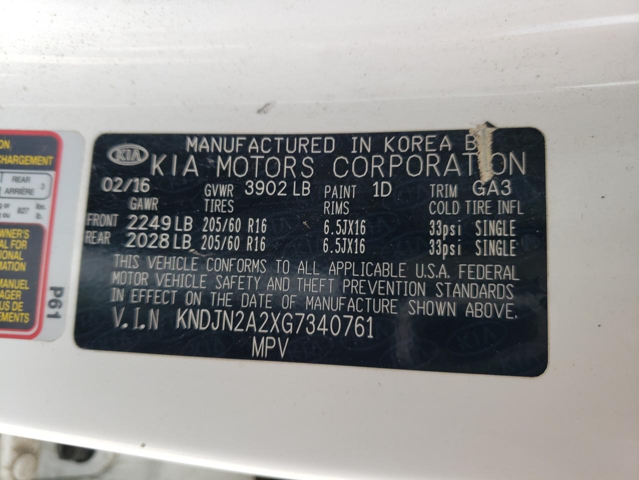 KNDJN2A2XG7340761 2016 Kia Soul