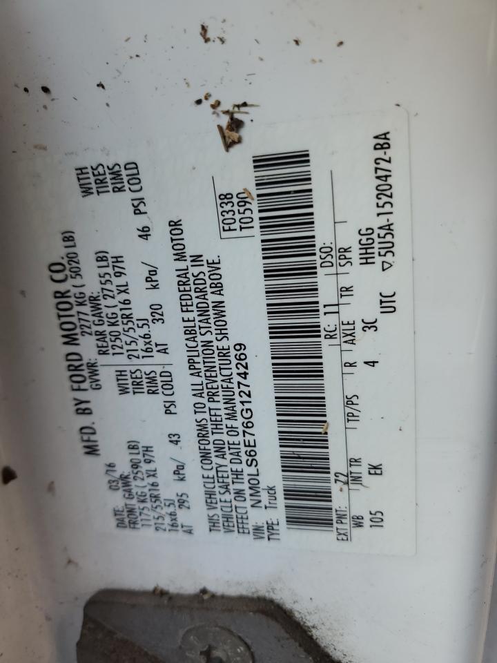 NM0LS6E76G1274269 2016 Ford Transit Connect Xl