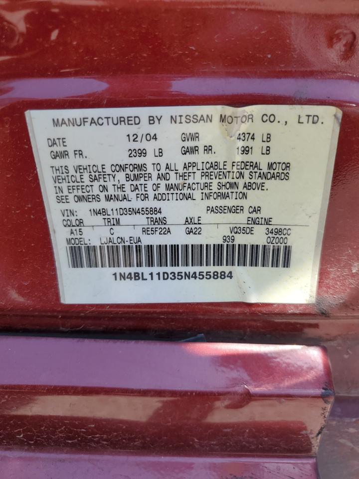 2005 Nissan Altima Se VIN: 1N4BL11D35N455884 Lot: 64658084