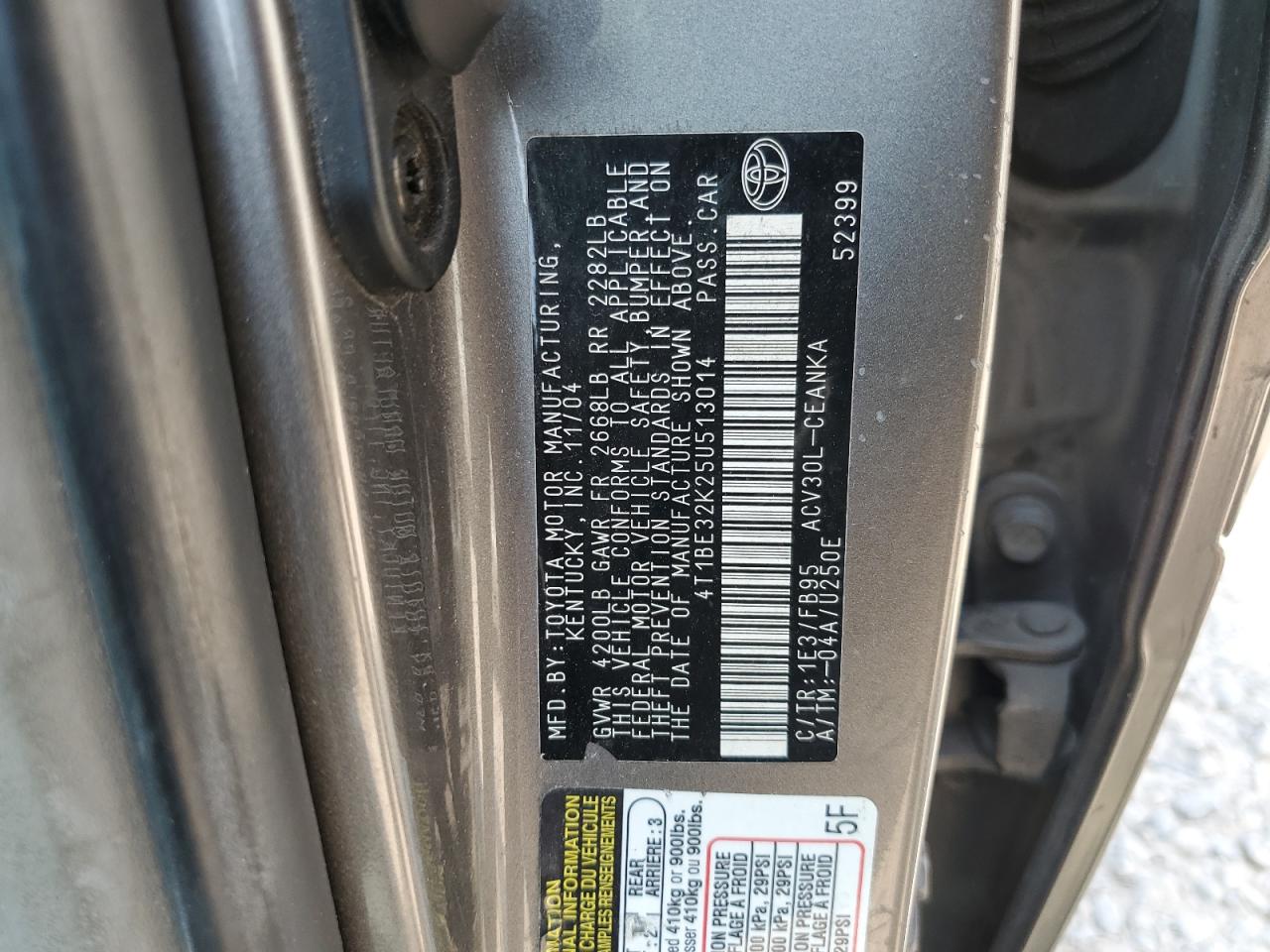 4T1BE32K25U513014 2005 Toyota Camry Le