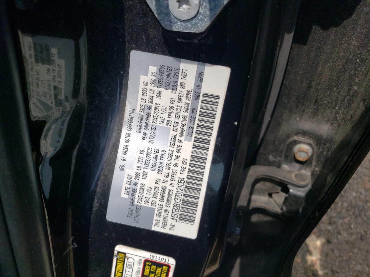 JM3TB28Y370121054 2007 Mazda Cx-9