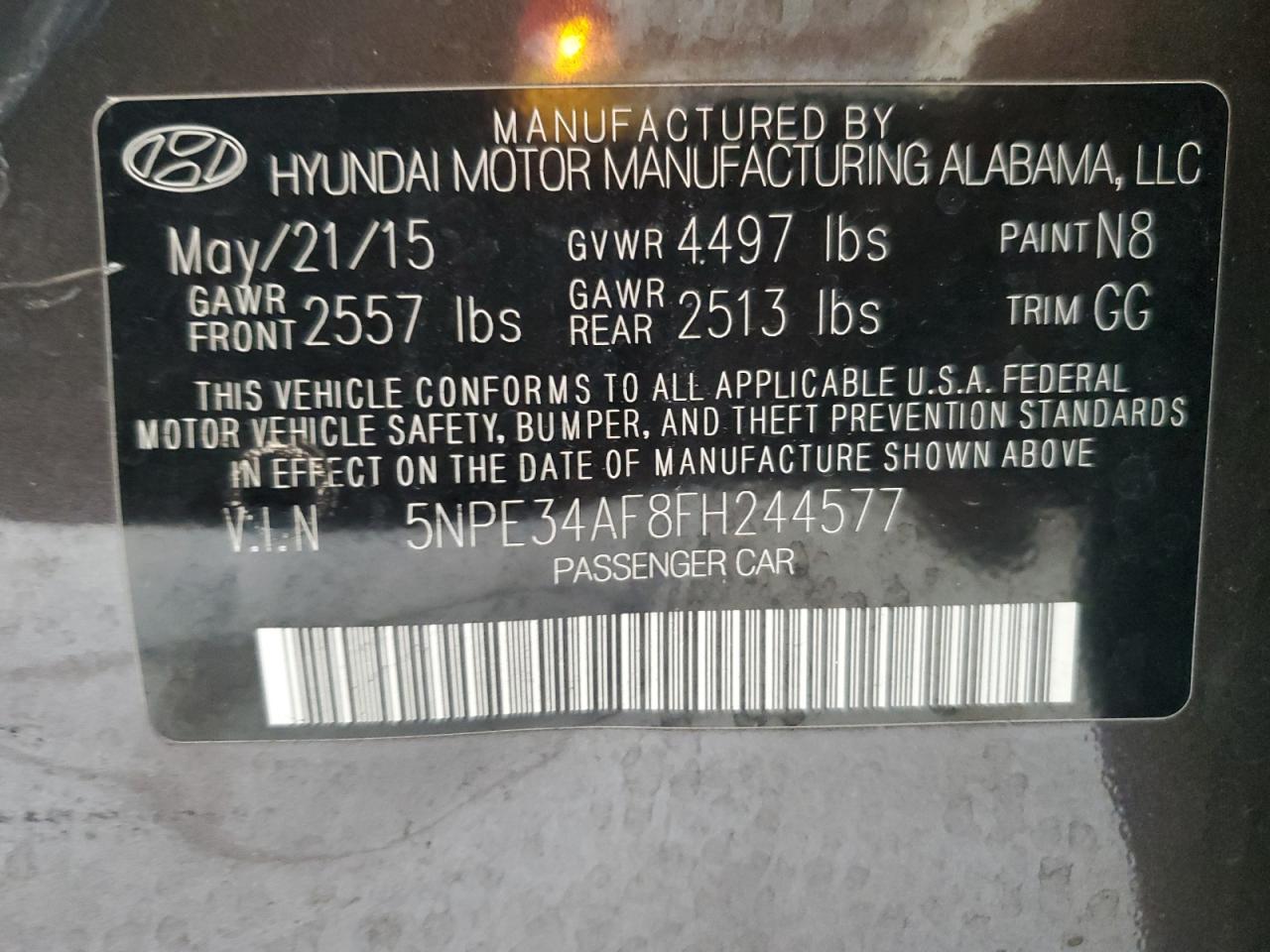 5NPE34AF8FH244577 2015 Hyundai Sonata Sport