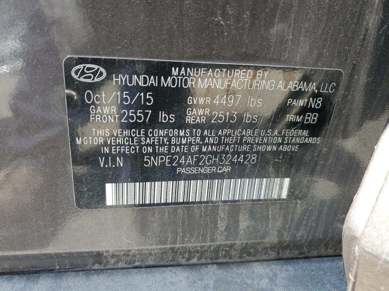 5NPE24AF2GH324428 2016 Hyundai Sonata Se