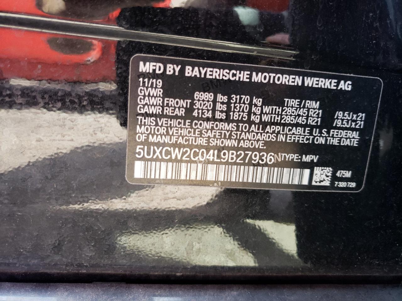 5UXCW2C04L9B27936 2020 BMW X7 xDrive40I