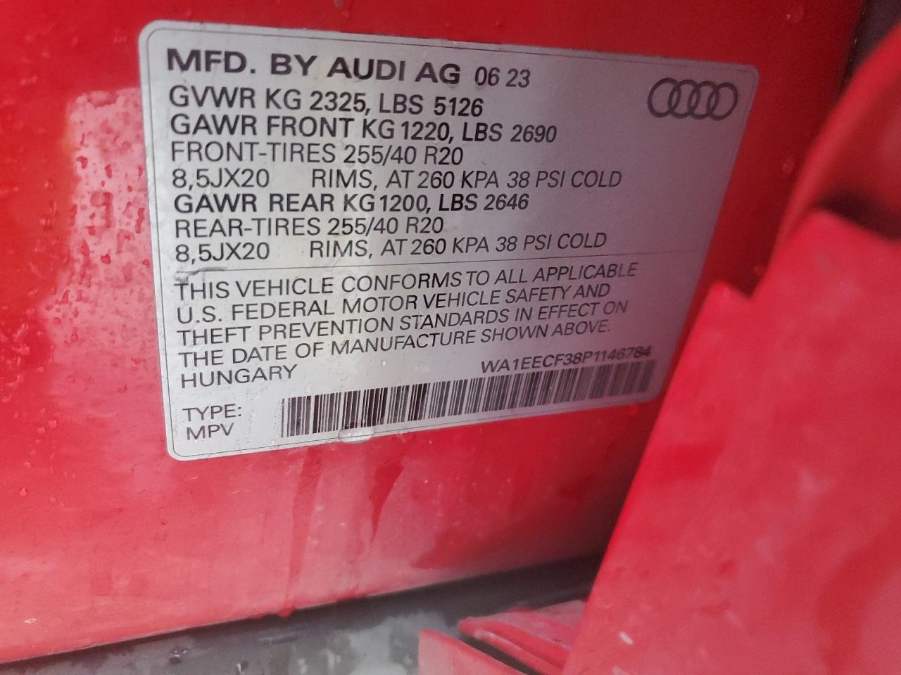 2023 Audi Q3 Premium Plus S Line 45 VIN: WA1EECF38P1146784 Lot: 70203494