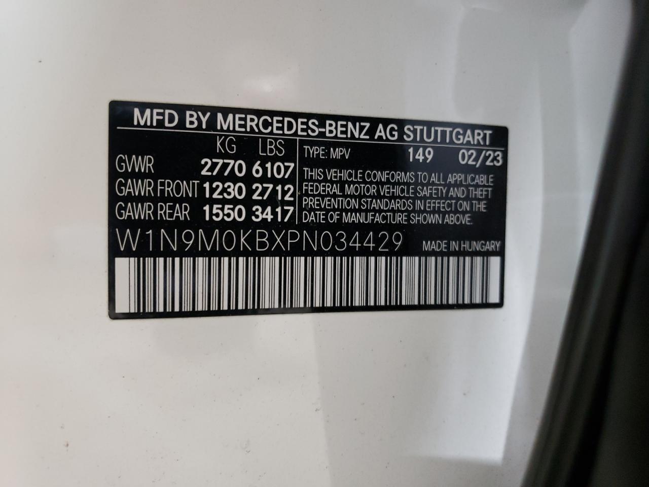 W1N9M0KBXPN034429 2023 Mercedes-Benz Eqb 300 4Matic