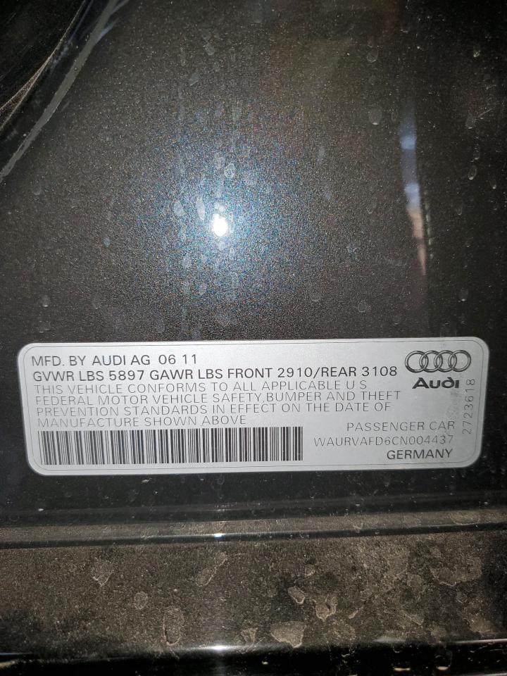 WAURVAFD6CN004437 2012 Audi A8 L Quattro