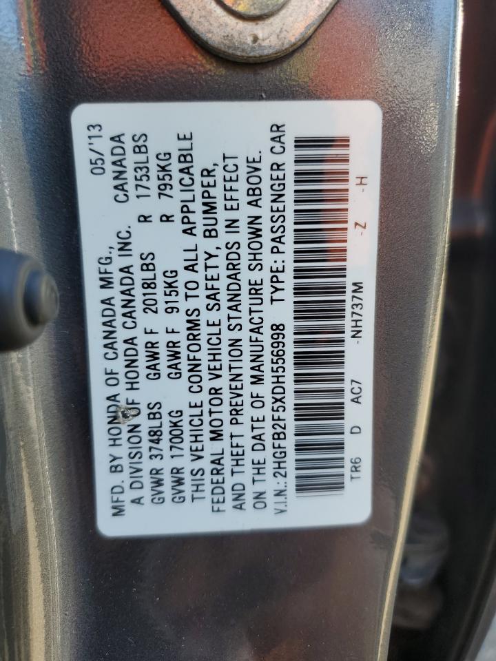 2HGFB2F5XDH556998 2013 Honda Civic Lx