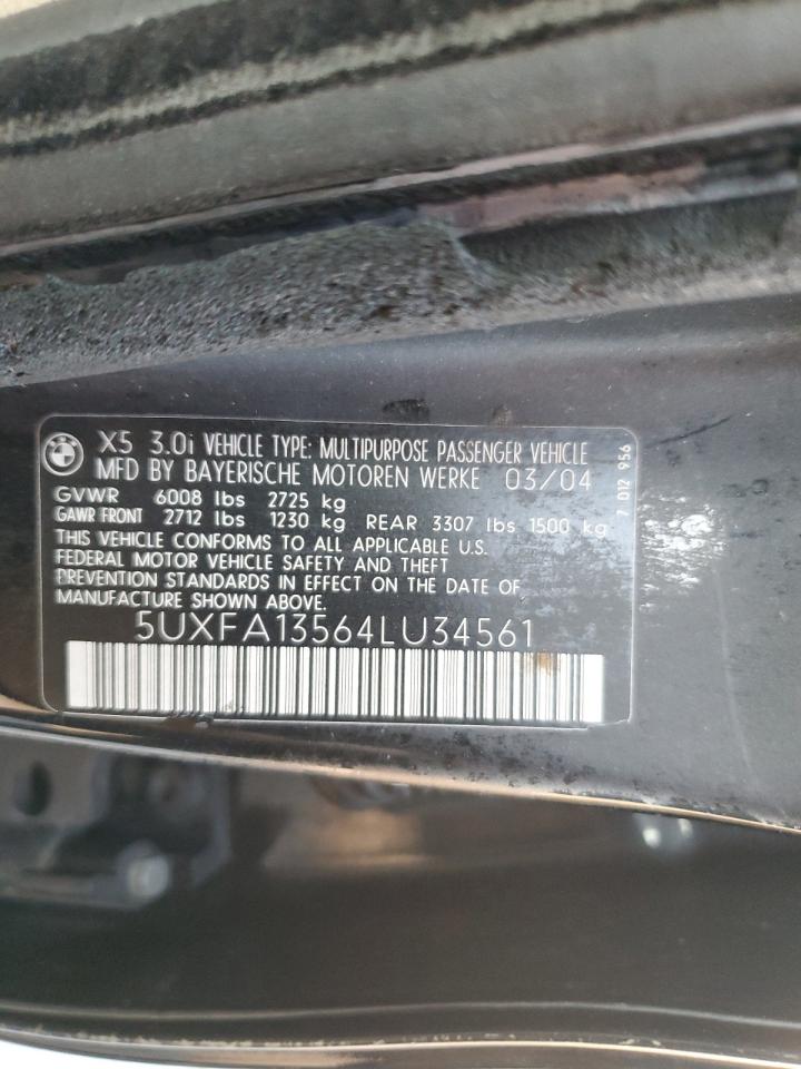 5UXFA13564LU34561 2004 BMW X5 3.0I