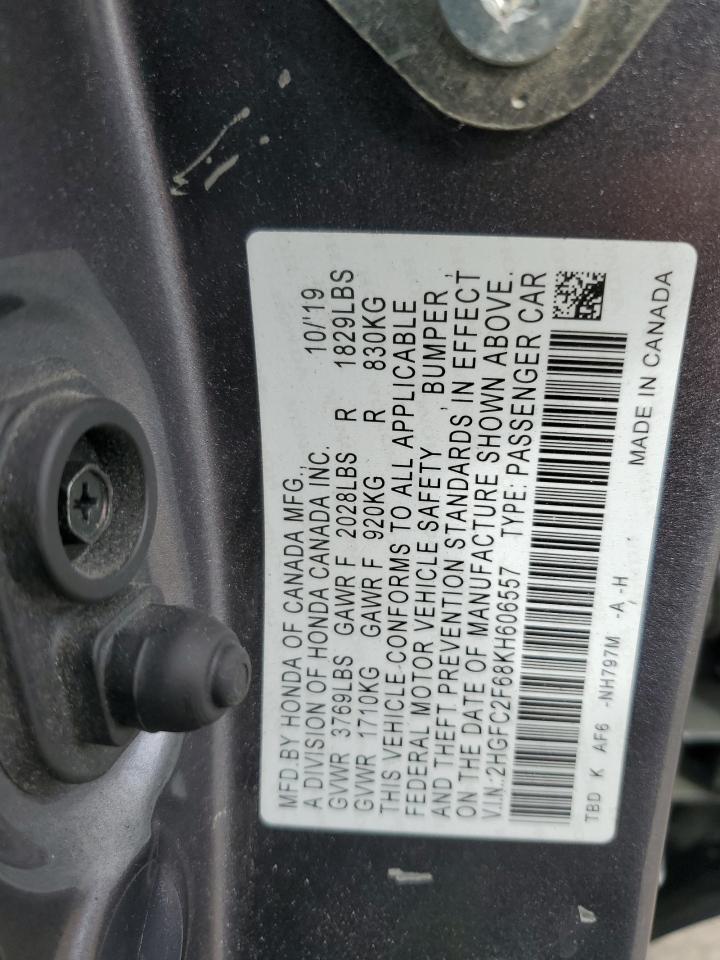 2HGFC2F68KH606557 2019 Honda Civic Lx