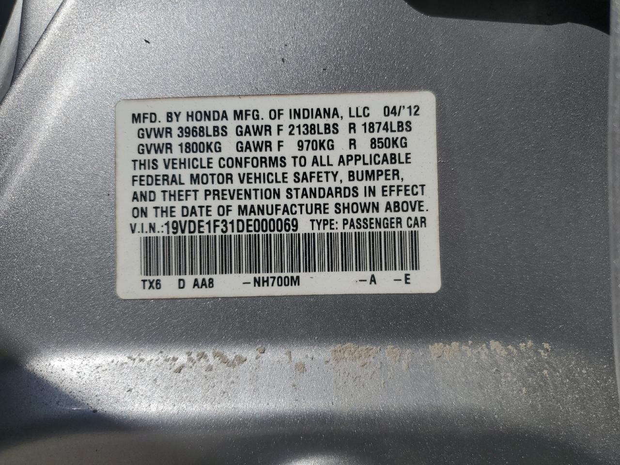 19VDE1F31DE000069 2013 Acura Ilx 20