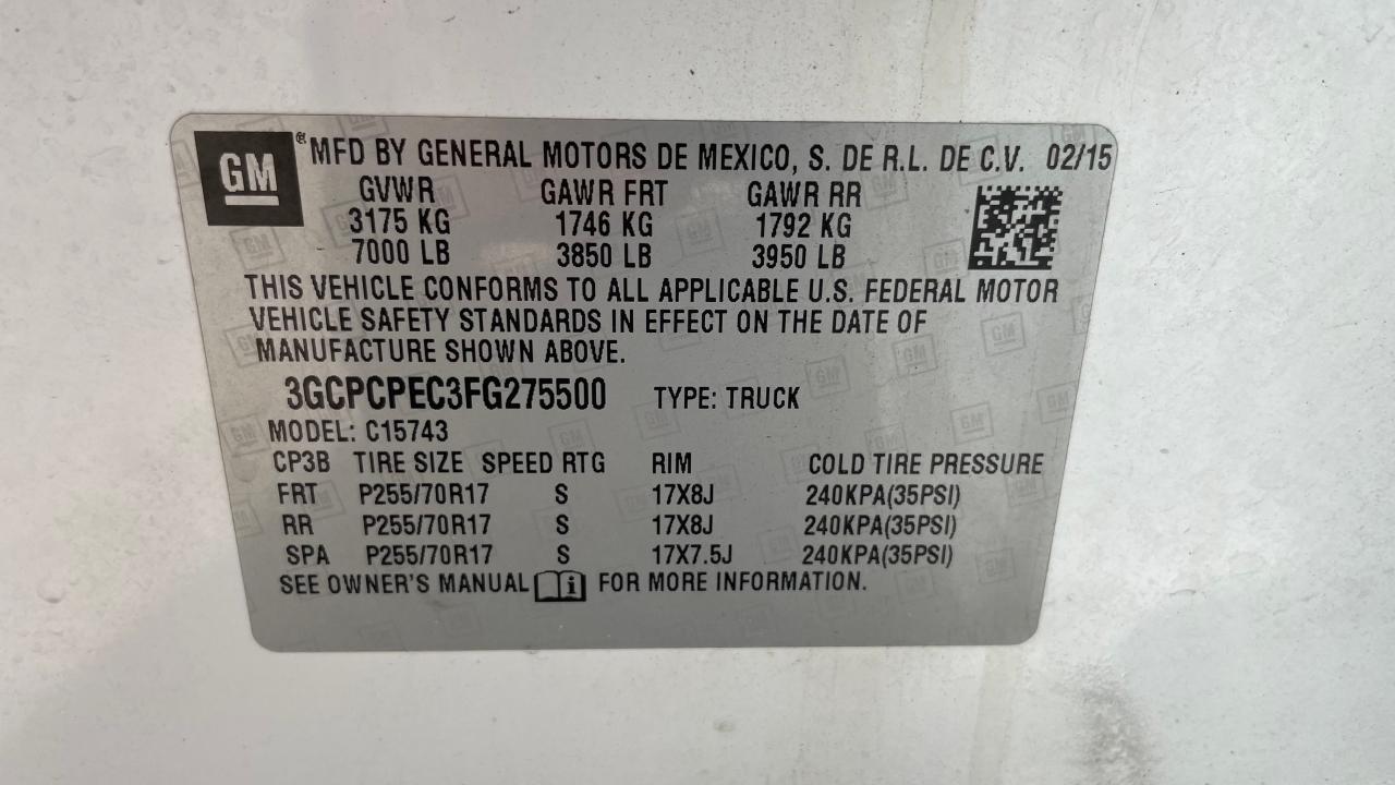 3GCPCPEC3FG275500 2015 Chevrolet Silverado C1500