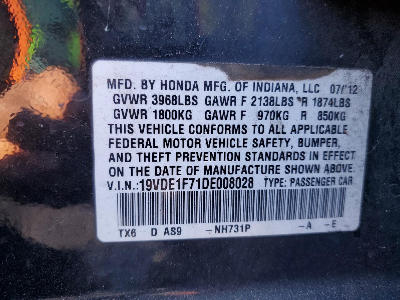 19VDE1F71DE008028 2013 Acura Ilx 20 Tech