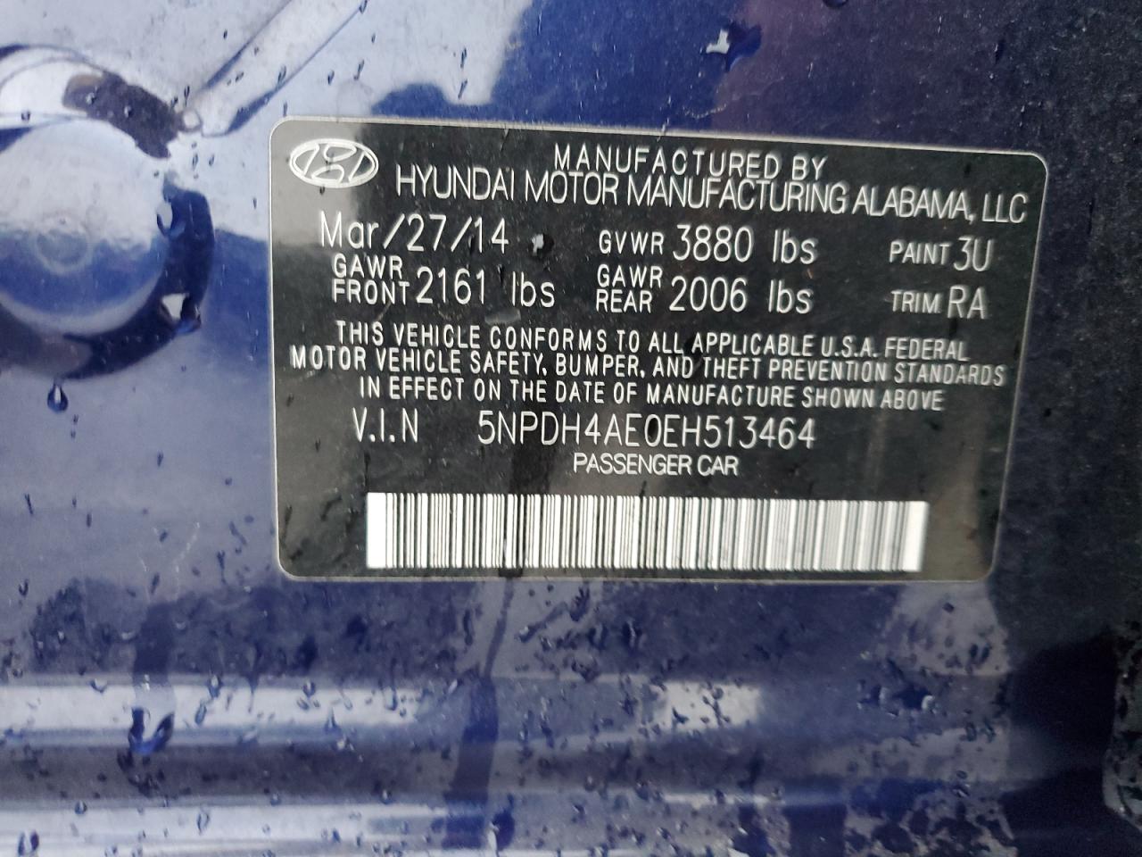 5NPDH4AE0EH513464 2014 Hyundai Elantra Se