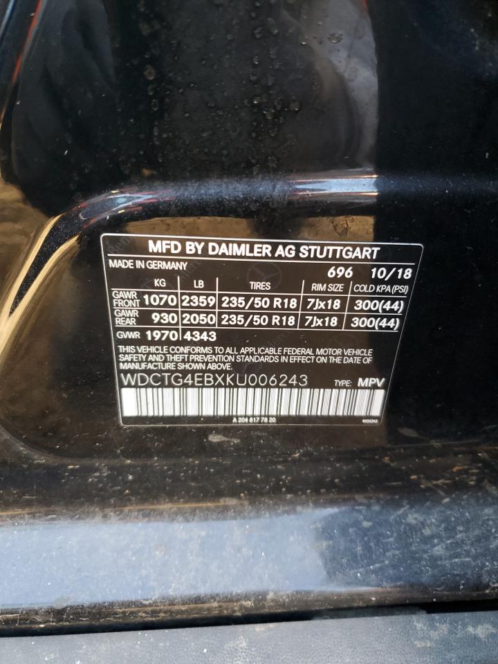 WDCTG4EBXKU006243 2019 Mercedes-Benz Gla 250