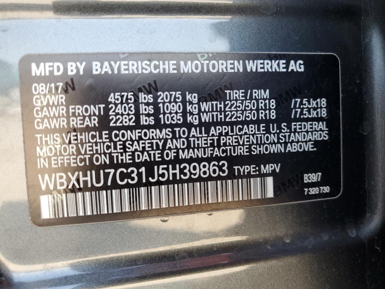 WBXHU7C31J5H39863 2018 BMW X1 Sdrive28I