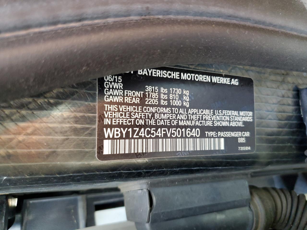 WBY1Z4C54FV501640 2015 BMW I3 Rex