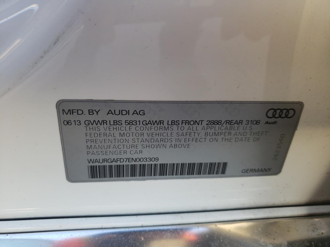 WAURGAFD7EN003309 2014 Audi A8 L Quattro