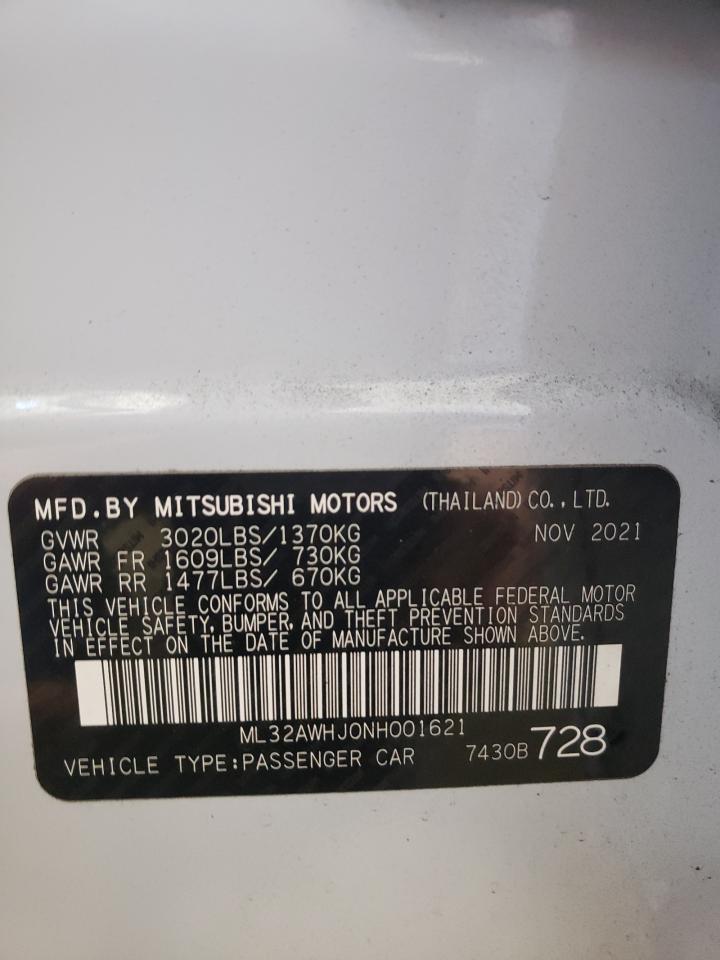 2022 Mitsubishi Mirage Se VIN: ML32AWHJ0NH001621 Lot: 77214264