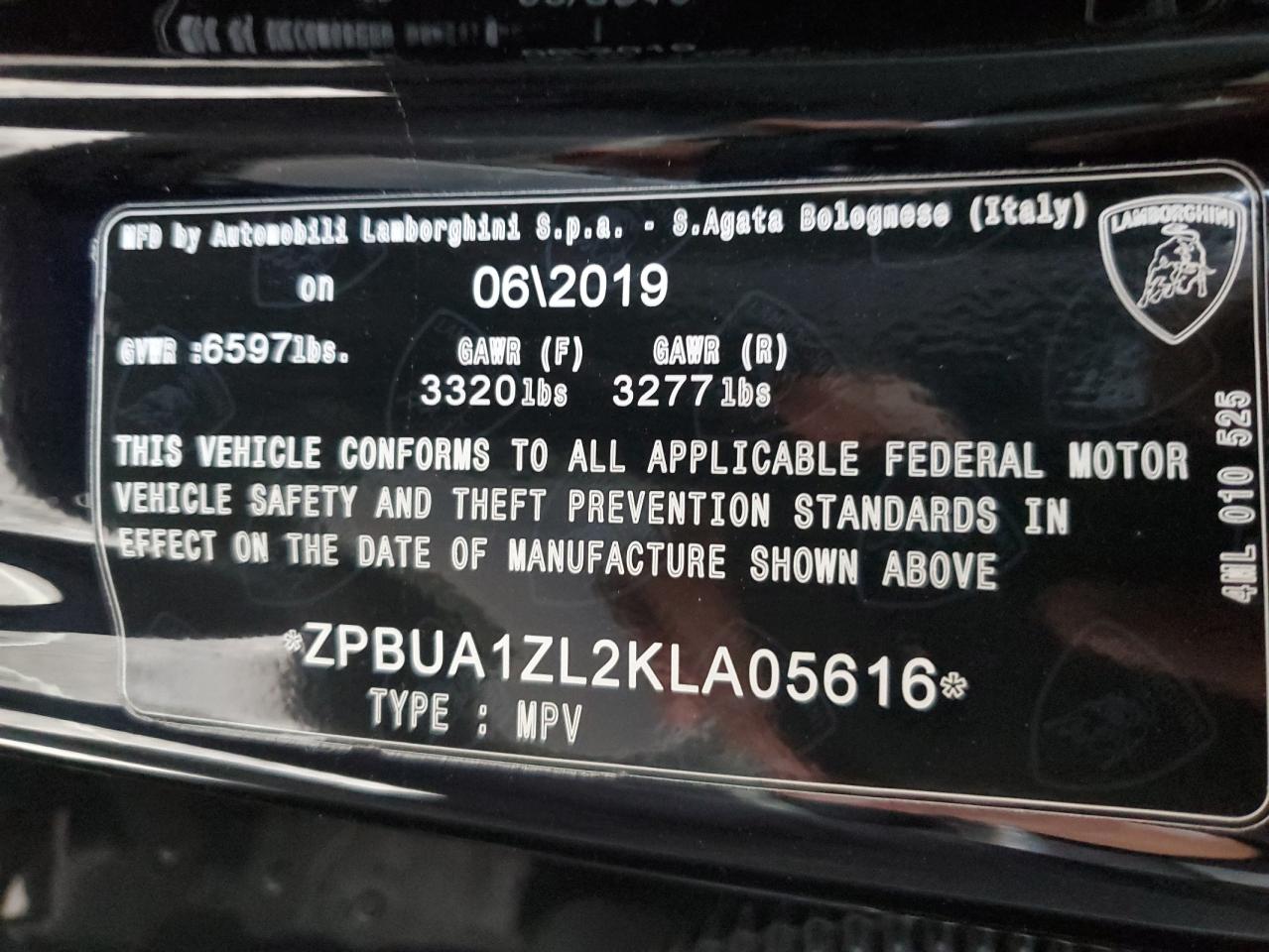 ZPBUA1ZL2KLA05616 2019 Lamborghini Urus