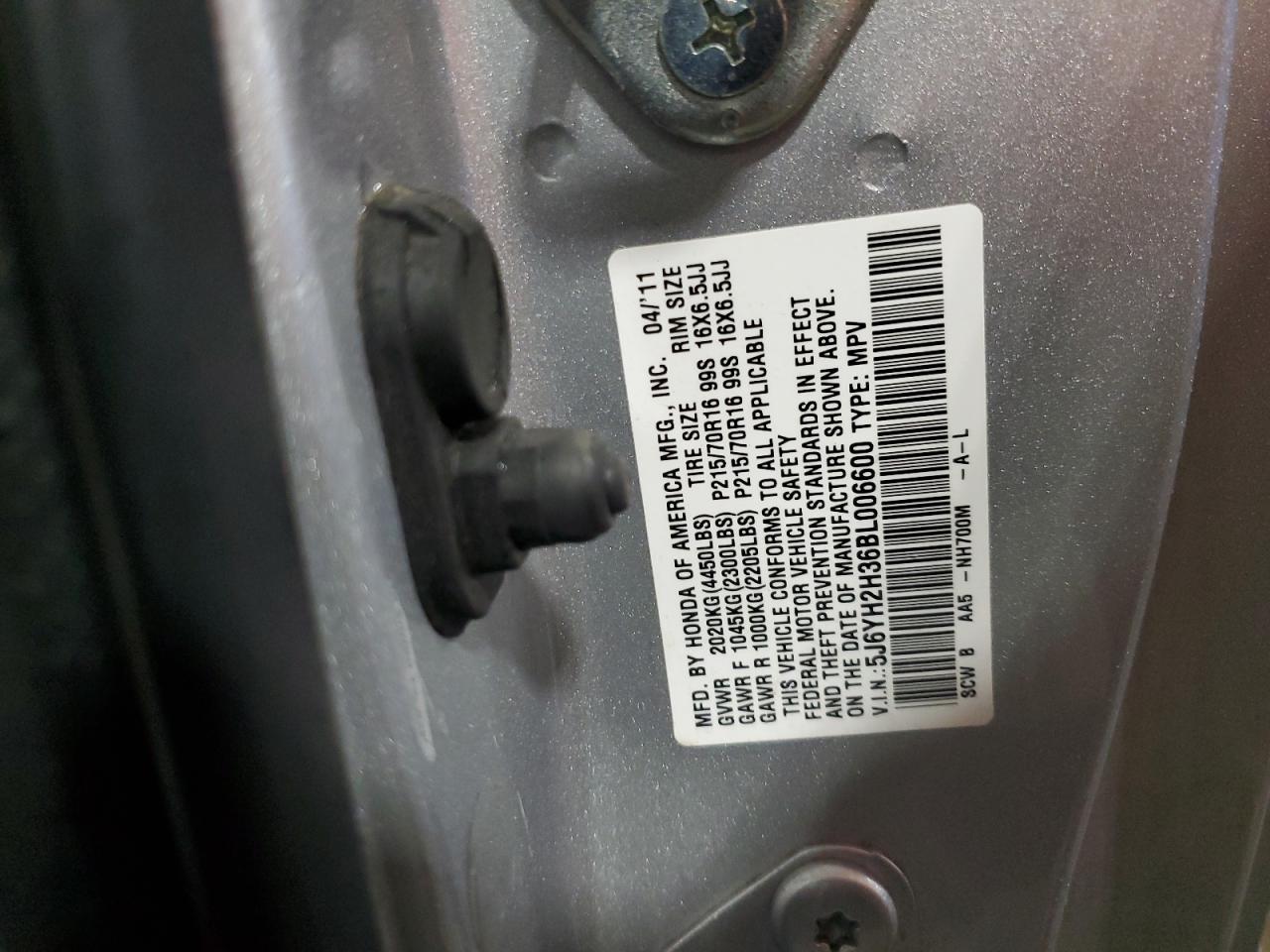 5J6YH2H36BL006600 2011 Honda Element Lx