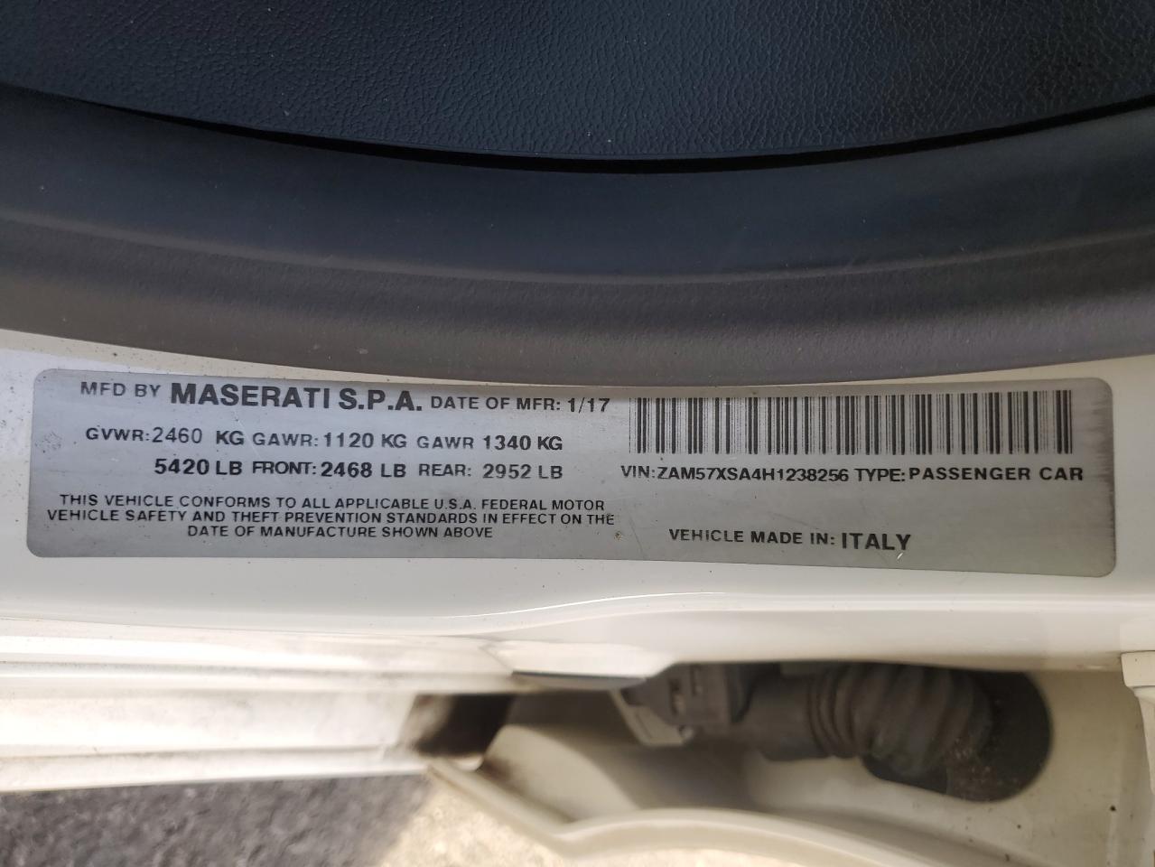 ZAM57XSA4H1238256 2017 Maserati Ghibli