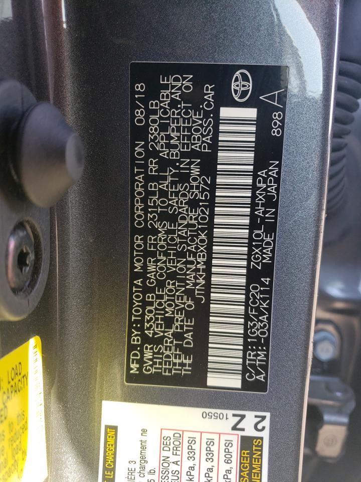 JTNKHMBX0K1021572 2019 Toyota C-Hr Xle