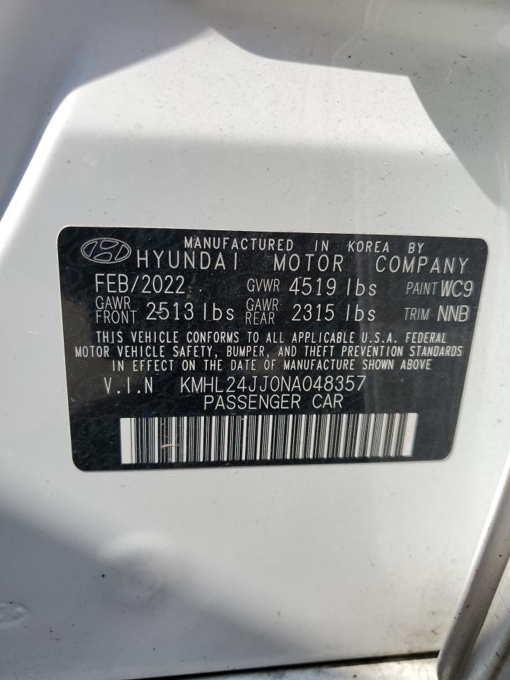 2022 Hyundai Sonata Hybrid VIN: KMHL24JJ0NA048357 Lot: 76069904