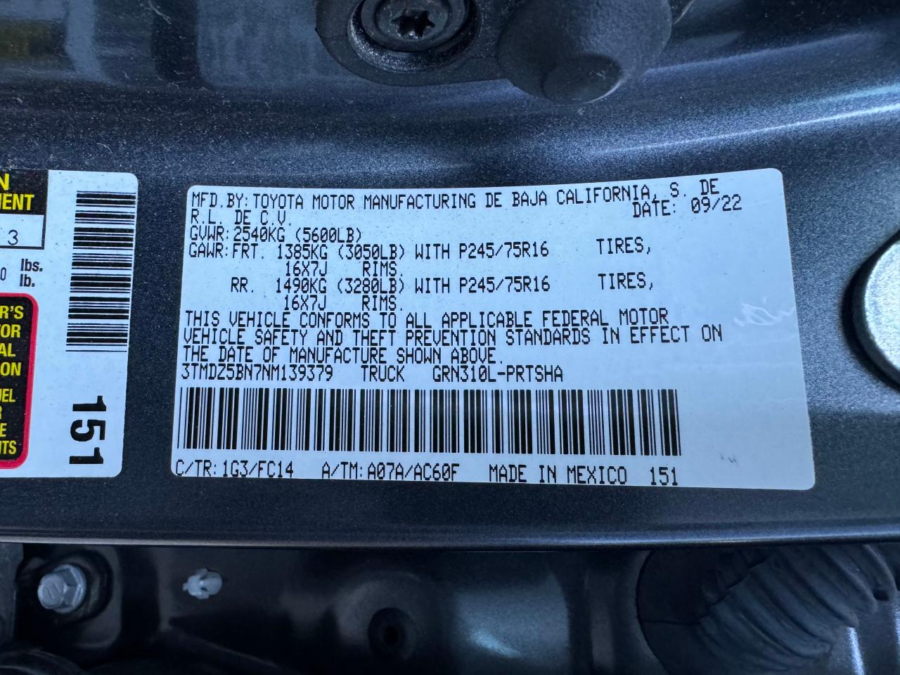 3TMDZ5BN7NM139379 2022 Toyota Tacoma Dou