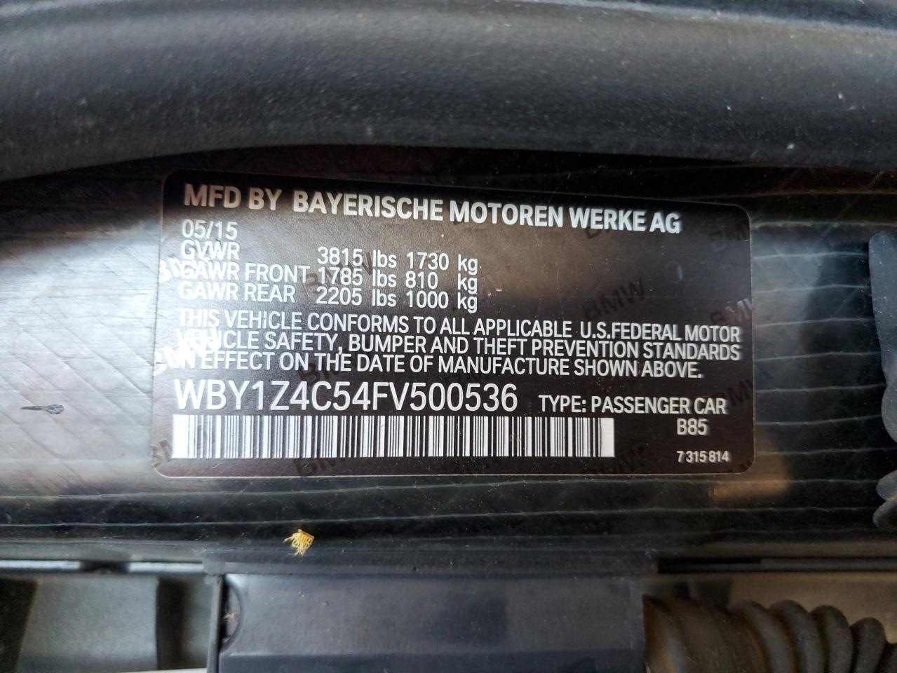 WBY1Z4C54FV500536 2015 BMW I3 Rex