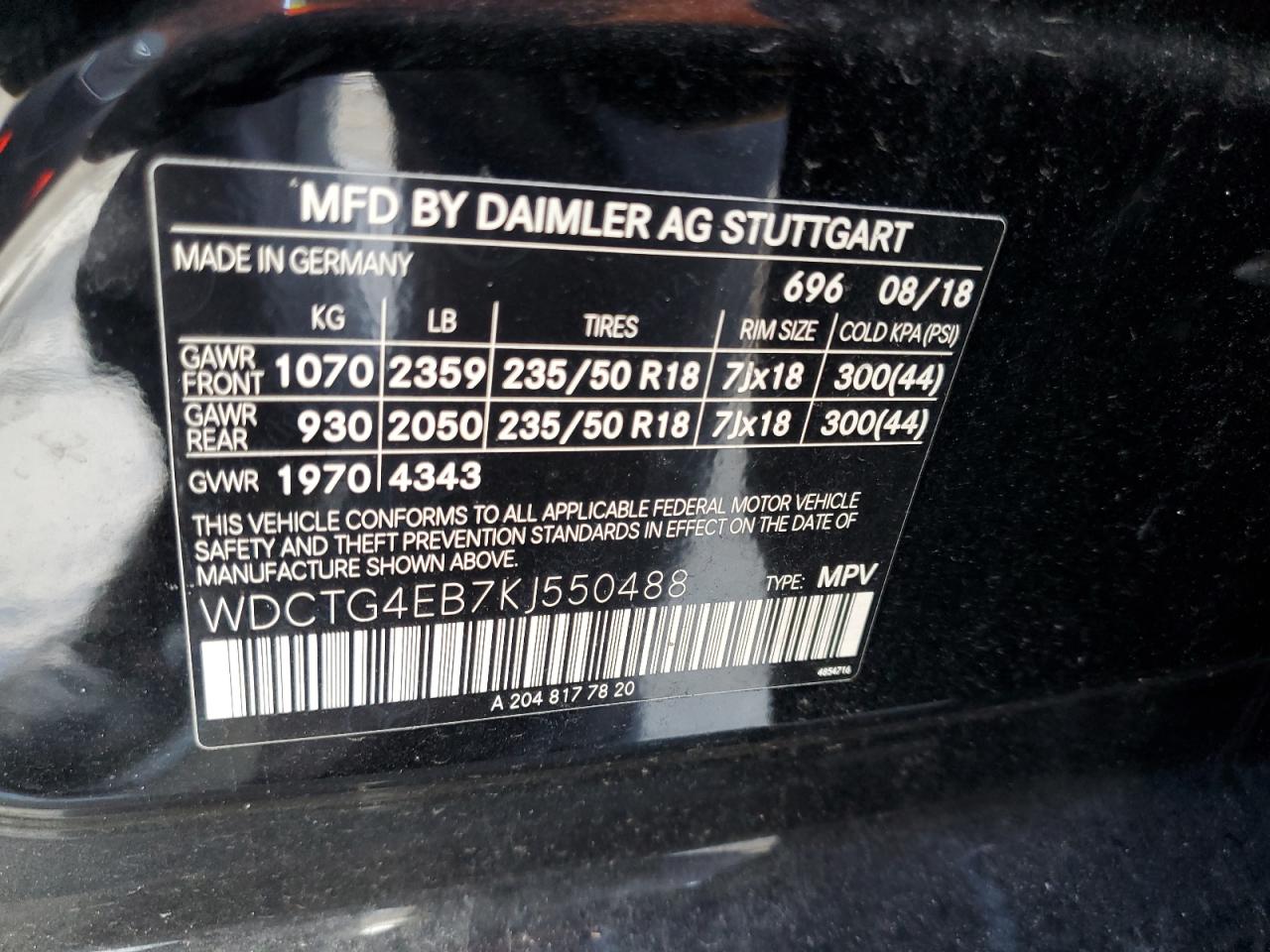 WDCTG4EB7KJ550488 2019 Mercedes-Benz Gla 250