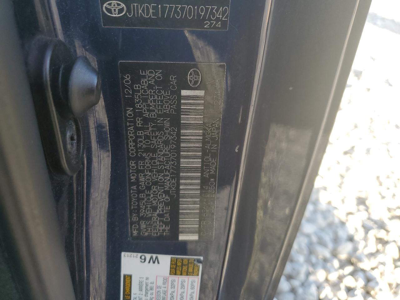 JTKDE177370197342 2007 Toyota Scion Tc