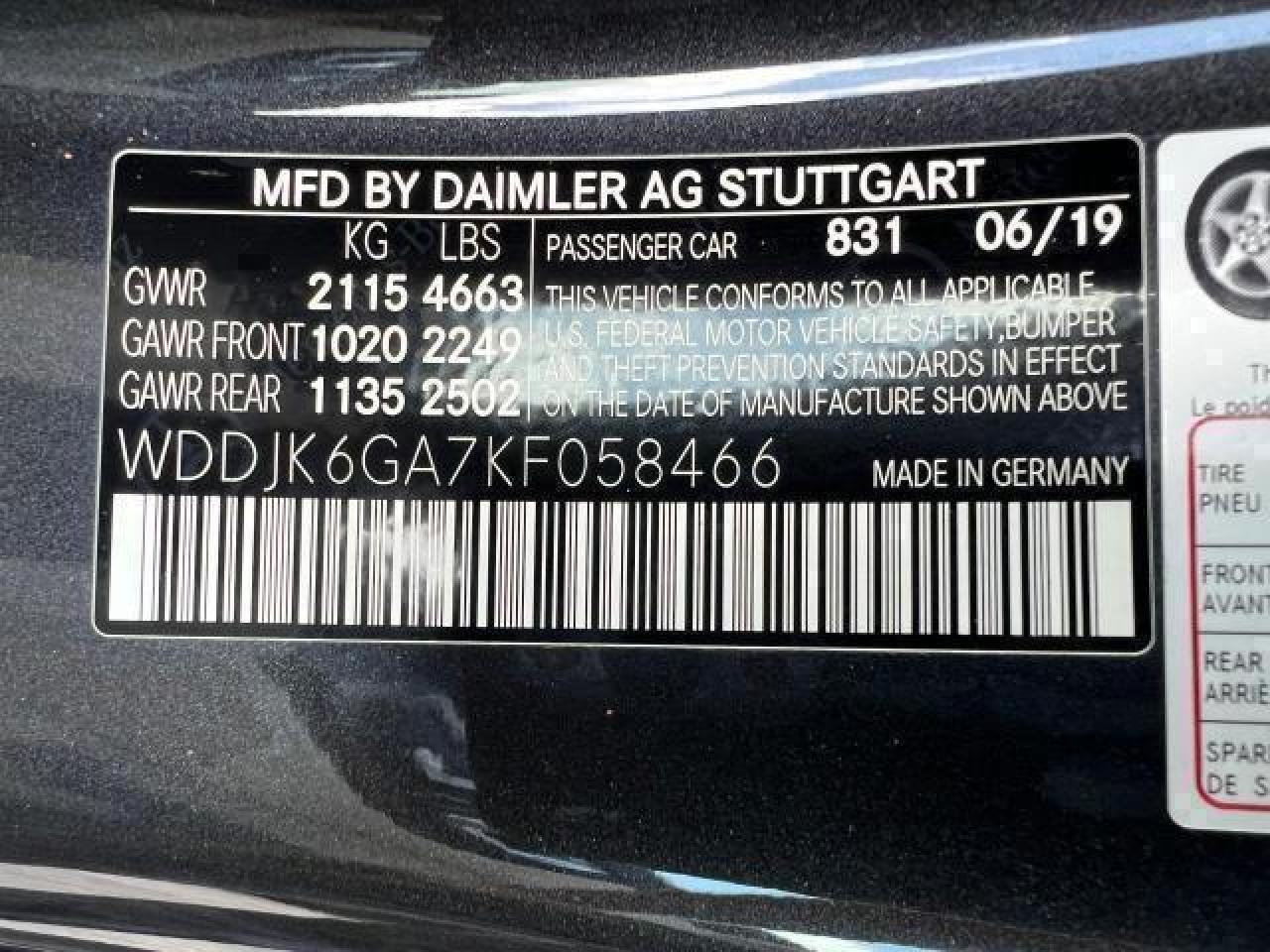 WDDJK6GA7KF058466 2019 Mercedes-Benz Sl 450