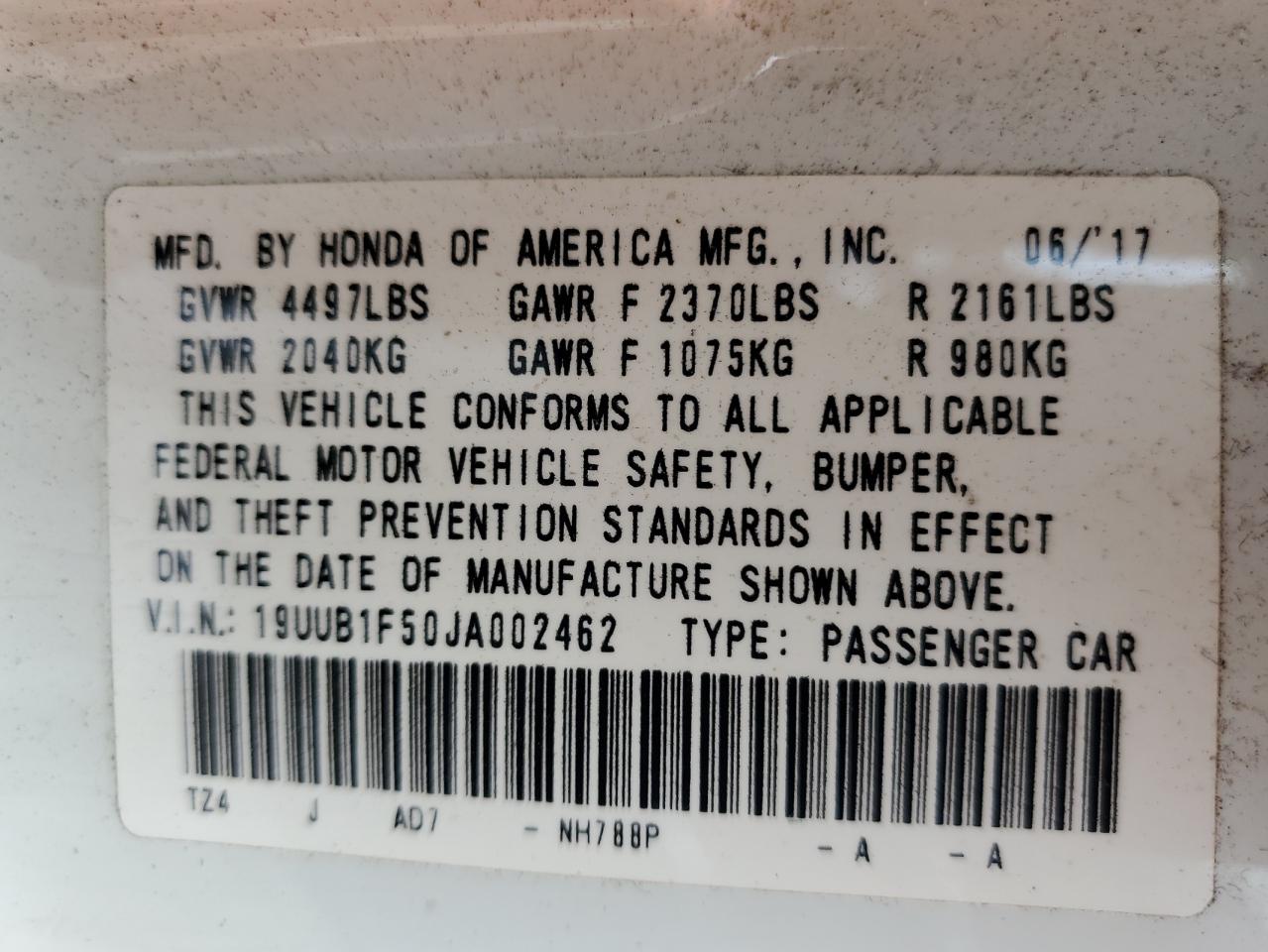 19UUB1F50JA002462 2018 Acura Tlx Tech