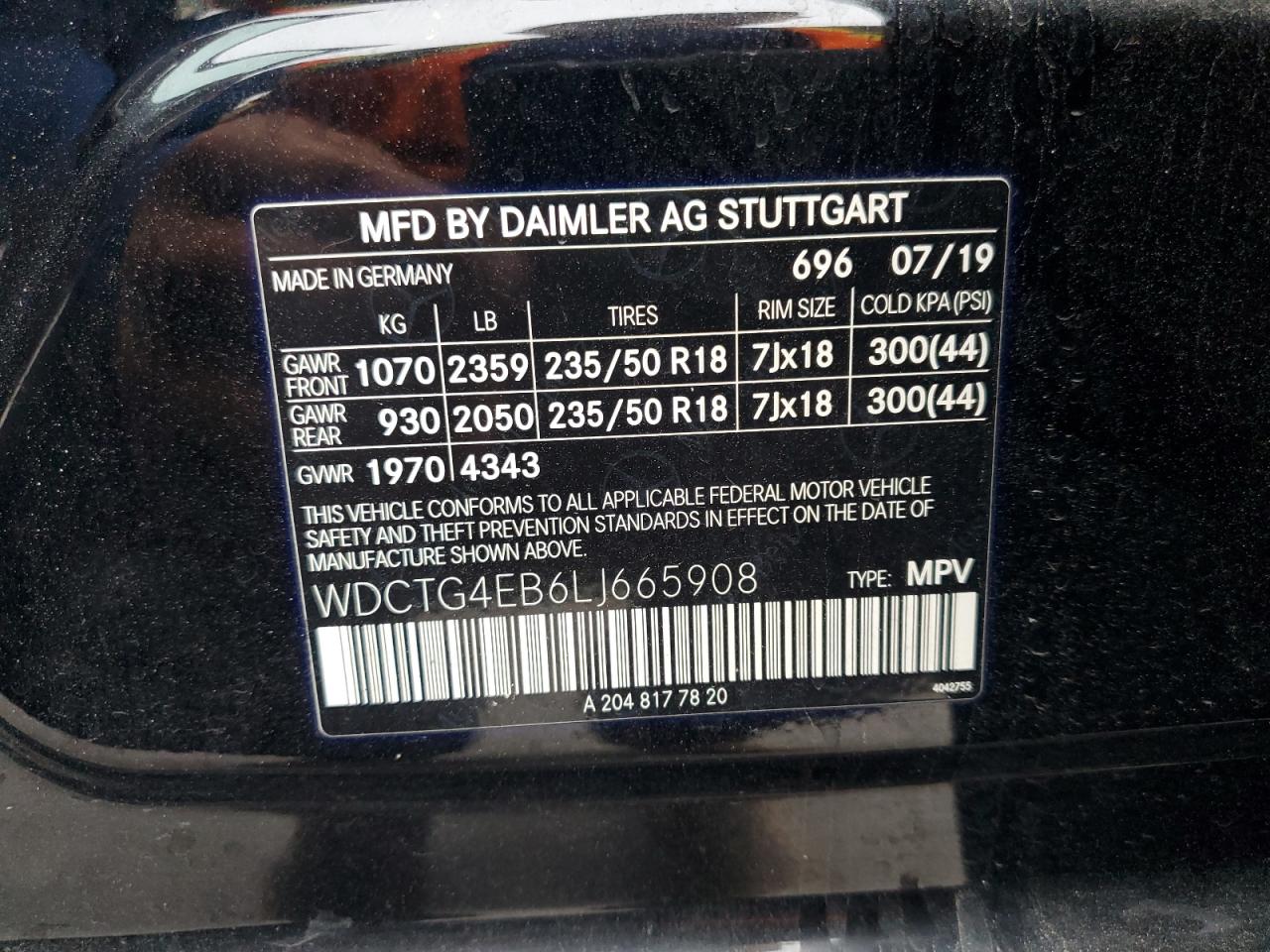 2020 Mercedes-Benz Gla 250 VIN: WDCTG4EB6LJ665908 Lot: 78811534