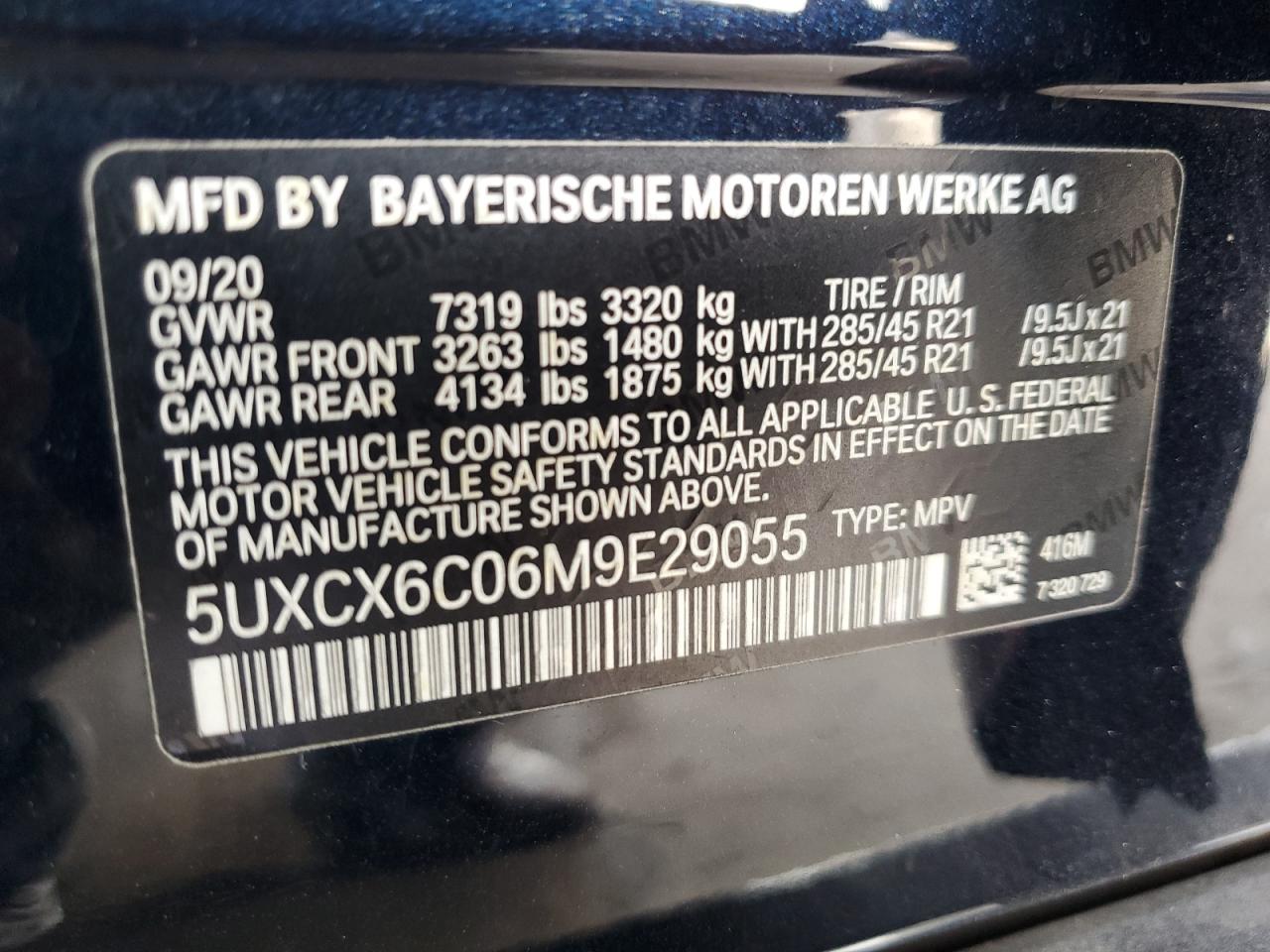 5UXCX6C06M9E29055 2021 BMW X7 M50I