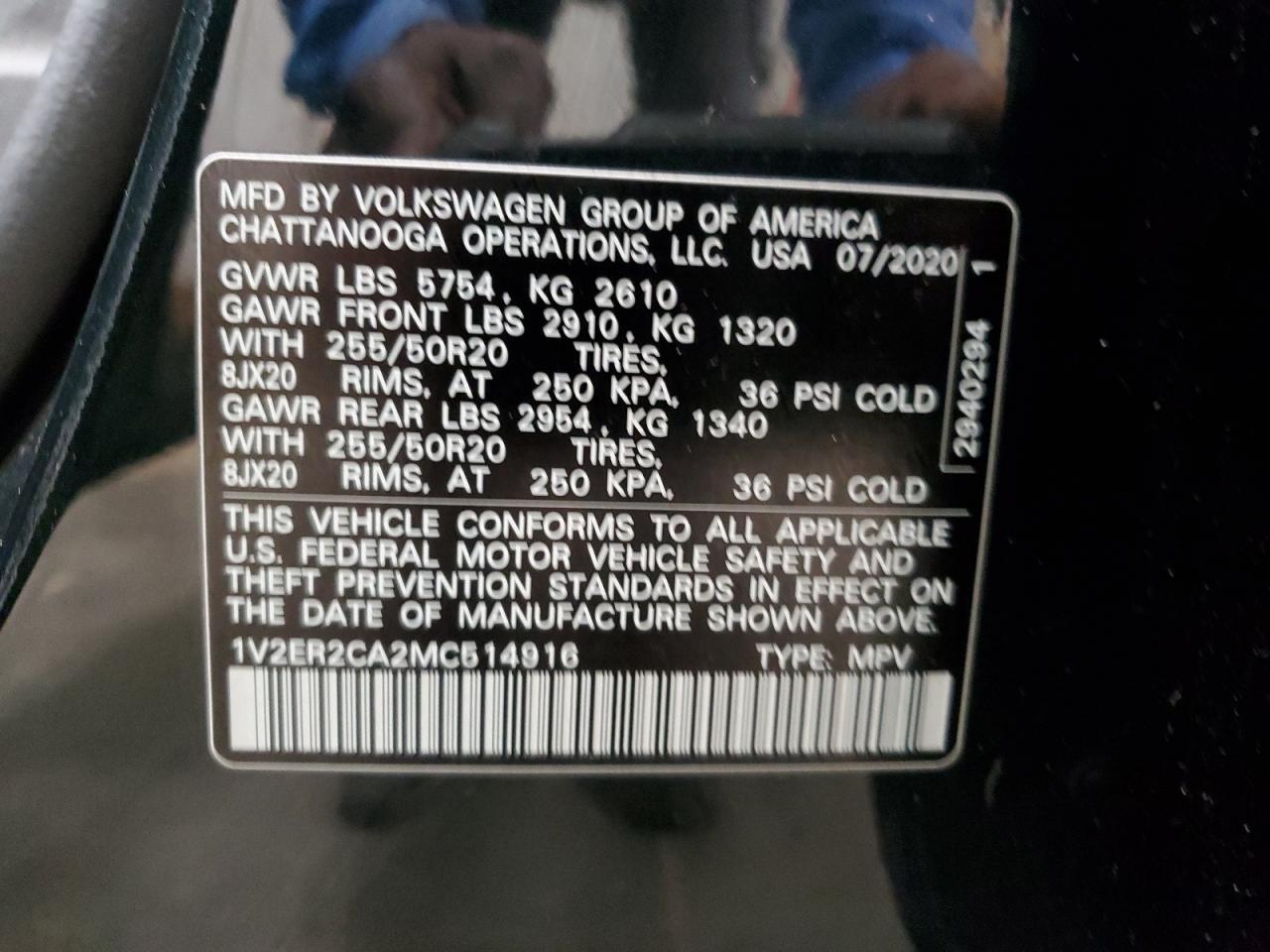 2021 Volkswagen Atlas Sel VIN: 1V2ER2CA2MC514916 Lot: 81593324